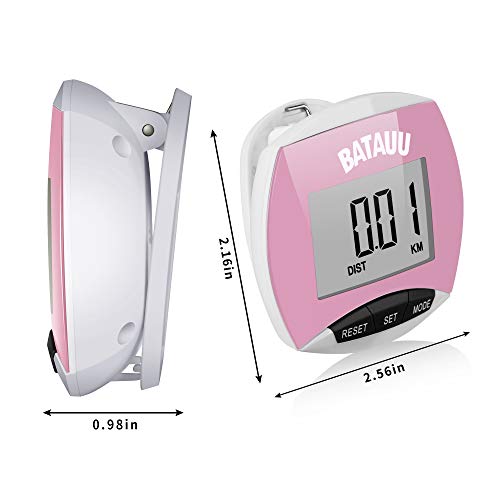 BATAUU Best Pedometer, Simply Operation Walking Running Pedometer with Calories Burned and Steps Counting (Pink) - Thumbnail 3