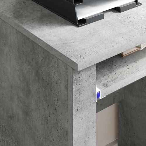 Meuble informatique compact 91 cm gris béton pour ranger un ordinateur portable - 5