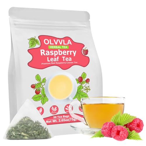 Image of Olvvla - Raspberry Leaf Tea Bags - 1.5g X 50 Count - 100% Pure Red Raspberry Leaf Herbal Tea - Natural Pregnancy Tea - Non-GMO - Caffeine-free - Ease Menstrual Cramp & Support Healthy Pregnancy