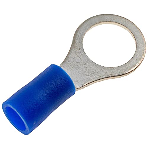 Image of (Pack of 100) Blue Insulated Copper Crimp Ring Hoop Terminal Connector 1.5mm² to 2.5mm² Wire (8.4mm)