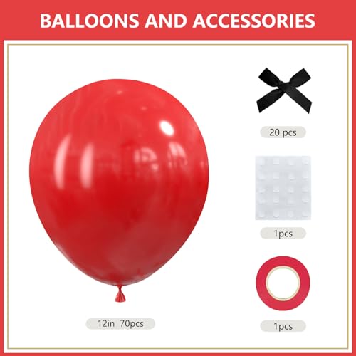 Image of Red Balloons 12 inch, 70pcs Red Latex Party Balloons for New Year Valentines Wedding Decorations