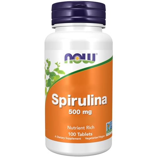 Now Foods, Spirulina, 500mg, 100 Tabletas veganas, Testado en Laboratorio, Sin Soja, Sin Gluten,...