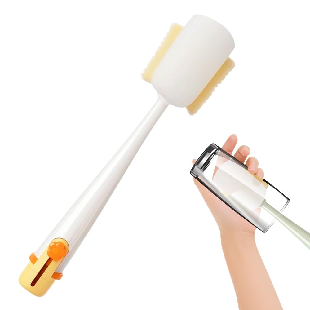 5-in-1 Bottle Cleaning Brush 2026 New Flower-Shaped Multifunctional Cup Brush Long Handle Water Bottle Cleaner Brush with Sponge