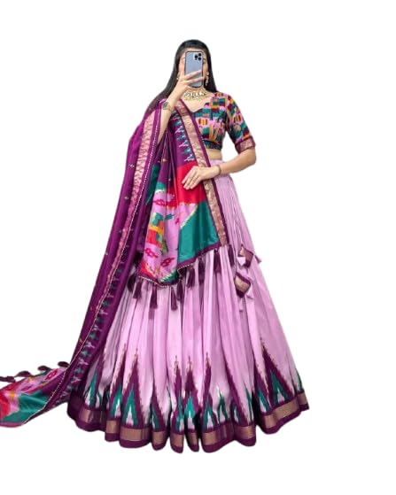 Women's Tussar Silk With Solid Print Lehenga Choli-image-20