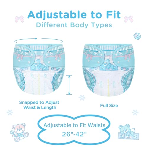 Image of Littleforbig Washable Adjustable Reusable Waterproof Cloth Adult Diaper Wrap Cover One Size - Potty Pants Pattern
