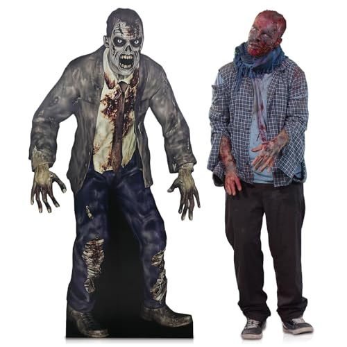 DoubleFill 6 Ft Halloween Party Decoration Spooky Zombie Cardboard Cutout Stand Up Life Size Creepy Zombie Photo Props Backdrop for Halloween Spooky Party Supplies