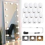 AIBOO Hollywood Style Lighted Vanity Makeup Mirror, LED Vanity Mirror Lights Kit for Dressing Table, Dimmable and Adapter Plug in, Mirror Not Included (16 Bulbs Natural White)