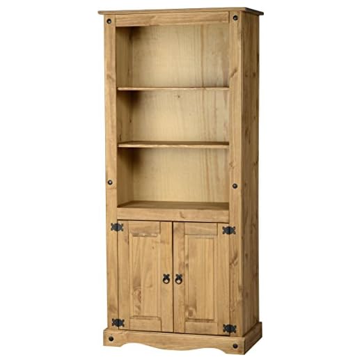 Seconique Corona 2 Door Display Unit/Bookcase in Distressed Waxed Pine