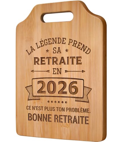 Giftasy Cadeau Retraite Femme Homme - Planche Découper Bambou Gravée 2026