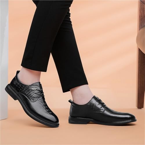 Men's Lace up Casual Leather Shoes Spring Genuine Leather Crocodile Pattern Comfortable Breathable Business Shoes3