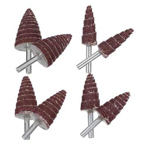 NUOBESTY Testine di Rettifica Coniche 6Mm Gambo Set 8 Pezzi Ruote Lamellari Abrasive in Carta Vetrata Mole Abrasive di Ricambio per Utensili Rotanti Levigatura e Lucidatura