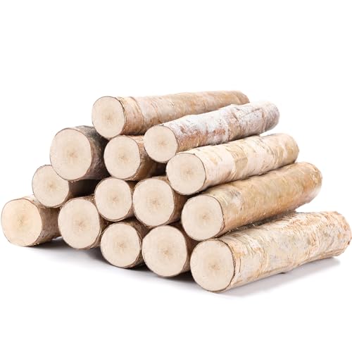 Tioncy 14 Pcs Decorative White Birch Logs Natural Fire Wood