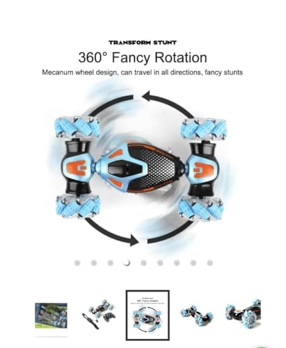 Image of Transform Stunt Remote Control Car (Lh-C048-3) for Boys 4-7 Age 8-12 Offroad Hobby Crawler Toy Hand Gesture Sensing Drift 360 Flips Double Sided Rotate Transform 4WD Vehicles