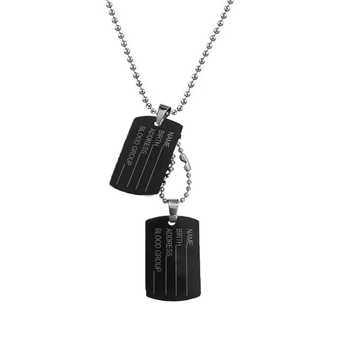 Military Army Name Locket Dog Tag Chain With Plain Dog Tag Black Zinc And Metal Pendant Necklace Chain For Men And Women-image-14