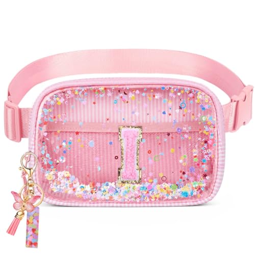 Image of Initial Fanny Pack for Girls - Belt Bag for Teens Kid Teen Girl Kid Birthday Gift Pink I
