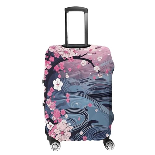 Travel Luggage Cover Elastic Suitcase Protector Anti-Scratch Washable Flower Japanese Style Luggage Sleeve Tsa Approved Carry on Covers Baggage Cover Fits 18-32 Inch Luggages4