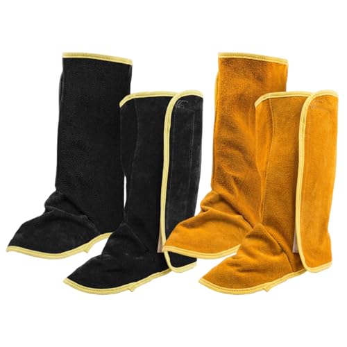 Genérico Polainas de soldadura   Protectores de zapatos de soldadura   Polainas de soldadura de cuero de de botas de soldadura resistentes al calor y la abrasión Polainas de soldadura para solda