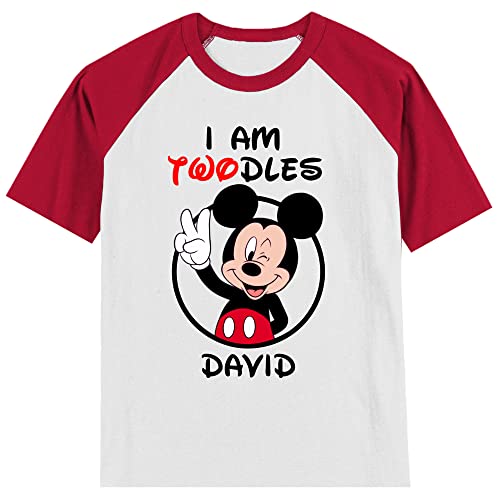 Personalized Mickey's 2nd Birthday Shirt | Handmade Decorated Shirt | Personalized with Name and Age | Unisex Short Sleeve Raglan T-Shirt