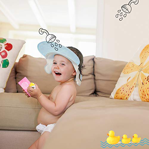 Baby Shower Hat Baby Shampoo Cap for Toddler, Infants Soft Protection Funny Safety Visor Cap, Silicone Kids Bathing Hat for Shower Blue