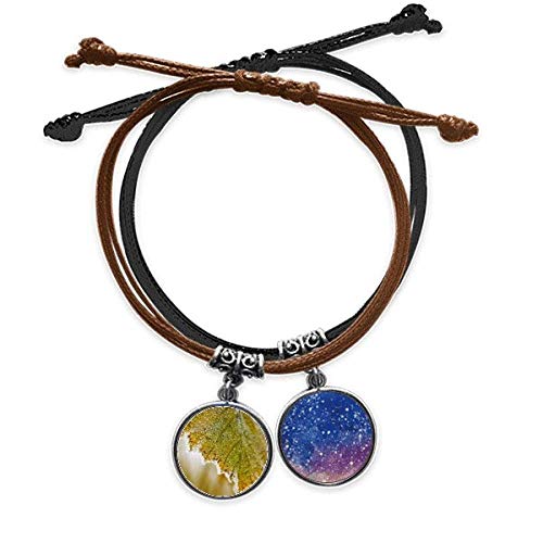 Plante à feuilles bracelet photo nature en cuir et étoile à offrir pour célébrer un lien fort