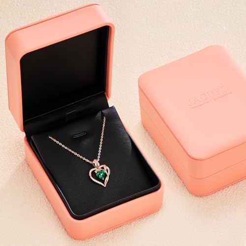 Image of Heart Birthstone Necklace for Women I Love You