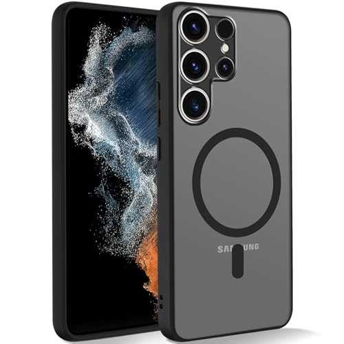 Yxnvixn Magnetic for Samsung Galaxy S22 Ultra 5G Case 6.8 Fit for MagSafe Military Grade Shockproof Cover Slim Thin Anti-Slip Texture Protective for Samsung S22 Ultra Phone Case Matte Black
