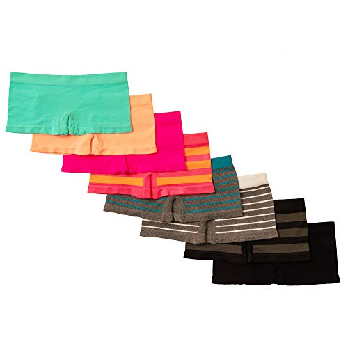 Alyce Intimates Seamless Girls Boyshort Panties, Pack of 8 | Solids & Prints