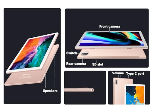 Image of JUSYEA Tablet Android Tablets 10 inch, 128GB ROM Octa-Core (2TB TF) | WiFi 5G | FHD | BT5.0 | GPS | 8000mAh | 8+5MP | Metal Body, Tablet with Keyboard, Mouse-Gold