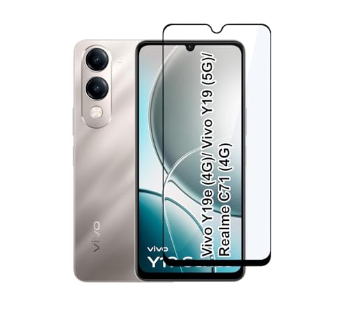 Image of CEDO Tempered Glass for Vivo Y19e (4G) / Vivo Y19 (5G) / Realme C71 (4G) | Screen Protector Full HD Quality Tempered Glass Anti-Scratch Edge to Edge Coverage with Easy Installation Kit (Black)