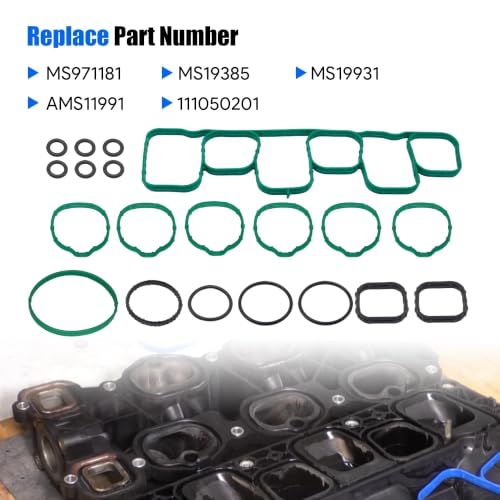 Image of Engine Intake Manifold Gasket Set Fit for Ford Lincoln Vehicle | for Edge Explorer F-150 Flex Taurus Transit-150 250 350 for MKS MKT MKZ MKX 2011-2020 Replace MS97118-1 MS971181