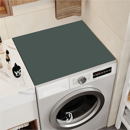 Funda antideslizante para lavadora, 60 x 60 cm, recortable, de espuma suave, aspecto metálico, cubierta para lavadora y secadora, color verde oscuro