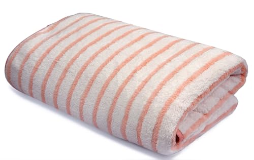 Image of Cortina Stripe Printed Towels for Bath (70 x 140 cm) 380 GSM Microfiber, Ultra Soft, Highly Absorbent & Quick Dry for Gym, Beach & Bathroom Towels for Men, Women & Kids (Orange Small Stripe)