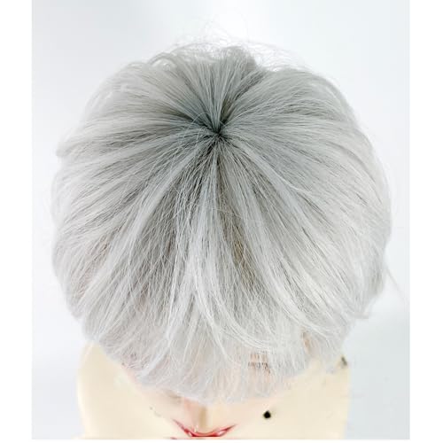 Perruque blanche courte 30cm moelleuse pour changer de style à Halloween - 7