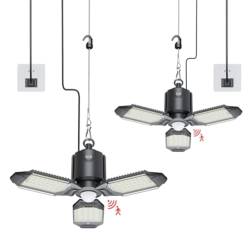 Image of Plug in Motion Sensor LED Garage Shop Light 2 Pack 8000LM