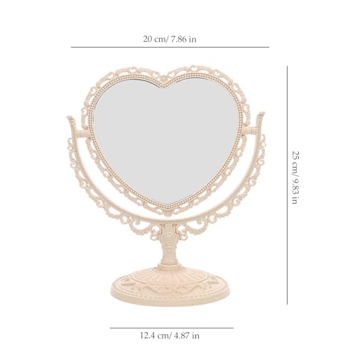 Espejo para maquillaje de mesa forma corazón beige miniatura 7
