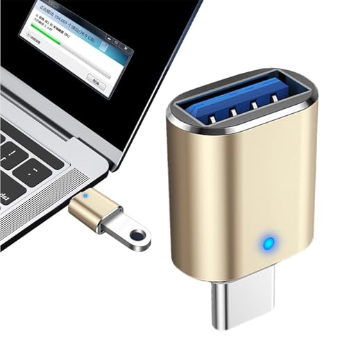 Genérico Adaptador Tipo C A USB: Convertidor Macho Hembra 3.0, Adaptador Lateral, Transferencia De Alta Velocidad, Luz LED | Durable para Teléfono, Tableta, Computadora Portátil, Teclado, Unidad FLA