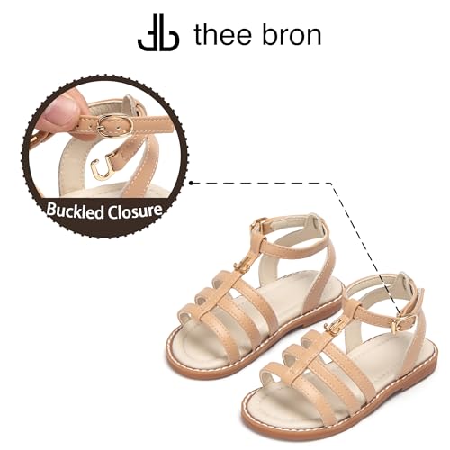 Image of Girls Gladiator Sandals with Adjustable Buckle Comfy Ankle Strappy Flat Shoes