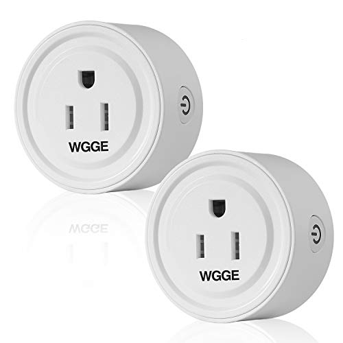Smart Plug, WGGE Mini Smart WiFi Outlet Compatible with Alexa, Google Assistant for Voice Control, Remote Control Anywhere, Timer Function, No Hub Required, FCC Certified (2 Pieces)