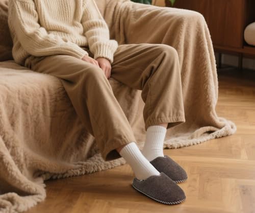 Image of KuaiLu Womens Supportive Memory Foam Slippers Felt Fuzzy Lined Heel Cushion Lightweight House Shoes for Indoor Outdoor