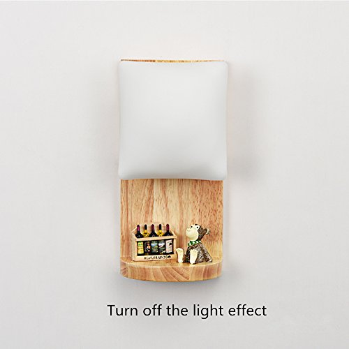 Lámpara de pared de madera cristal E27 aplique iluminación dormitorio 5