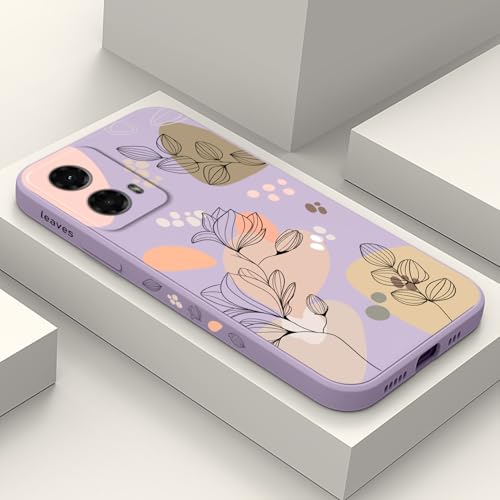 Étui silicone souple pour Moto G 5G 2024 Fine coque protectrice violet floral artistique