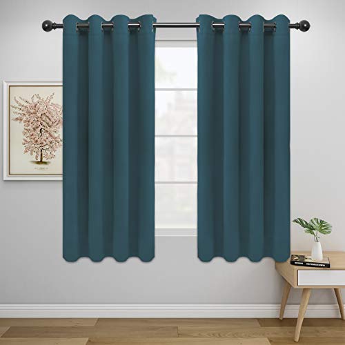 Image of Easy-Going Blackout Curtains for Bedroom, Solid Thermal Insulated Grommet and Noise Reduction Window Drapes, Room Darkening Curtains for Living Room, 2 Panels (52x46 in,Bluestone)