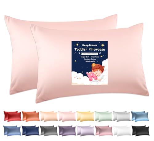 Image of Deep Dream Toddler Pillowcases for 13x18 Pillow 2 Pack, 100% Cotton Travel Pillow Case Cover, 600 Thread Count Cotton Pillow Covers, Soft & Breathable Small Pillow Cases Envelope Closure, Pink
