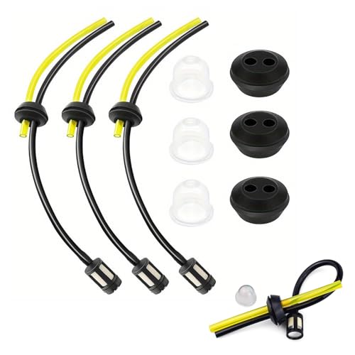 Filtro de Gasolina Kit Tubo Sello, Filtro Gasolina Desbrozadora, Cortacésped Manguera de Combustible,Tubo de Manguera de Combustible con Manguito y Junta Para Cortadora de Cepillo Etc, 9 Juegos