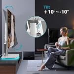 Universel TV Table de table TV Montage avec sortie d'alimentation pour 50-90 pouces OLED LED Moniteurs, 9 Niveaux Réglage de la hauteur, éclairage ambiant sur le fond tient jusqu'à 68kgs, blanc Max Vesa 600x400mm