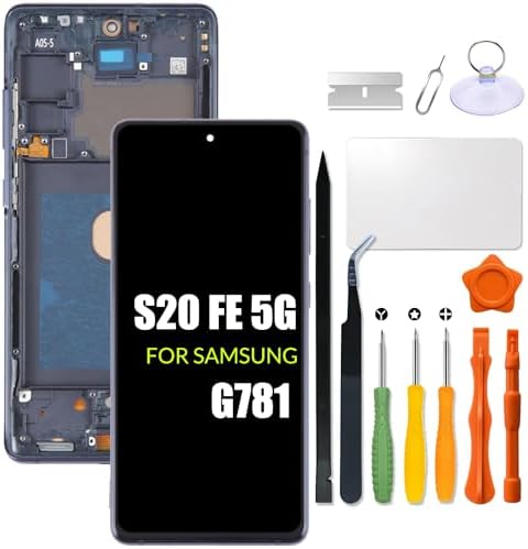 Replacement for Samsung Galaxy S20 FE 5G LCD Screen With Frame INCELL for Samsung S20FE SM-G781 G781B G781U G781F/DS Touch Screen Digitizer Assembly LCD Display with Repair kit(No Figerprint Function)