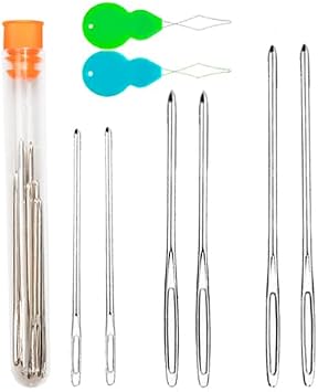 Hekisn Large-Eye Blunt Needles, 6 Piece Pro Quality Stainless Steel Yarn Knitting Needles, Sewing Needles, Crafting Knitting Weaving Stringing Needles 6 Pieces