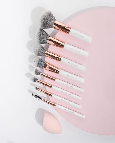 Brushworks Exclusive Makeup Brush & Sponge Set, 8-Piece Travel-Size Brush Kit with Complexion Sponge - Image 3