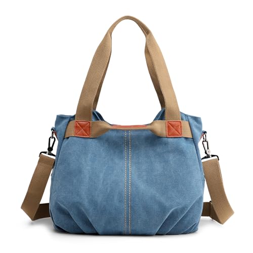 Grand sac messenger à main en toile avec compartiments multiples et grande bandoulière amovible