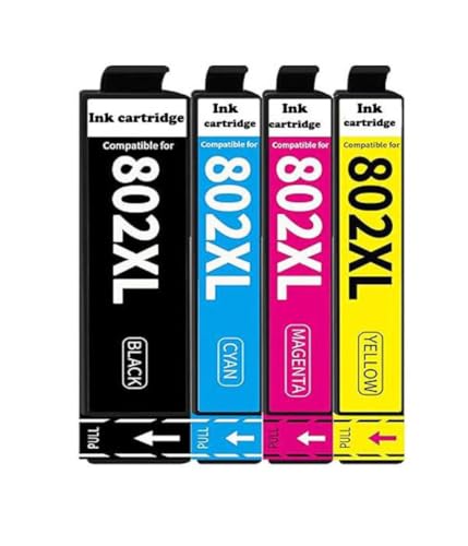 Cartouches 802XL T802XL pour Workforce Pro WF-4740 WF-4730 WF-4720 Lot de 4